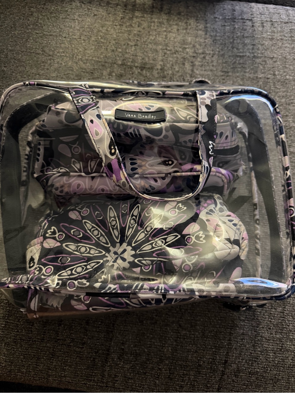 Vera Bradley Purple Floral Clear Travel Tote